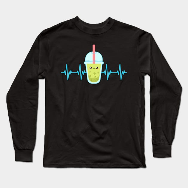 Boba Tea Heartbeat Long Sleeve T-Shirt by Sonyi